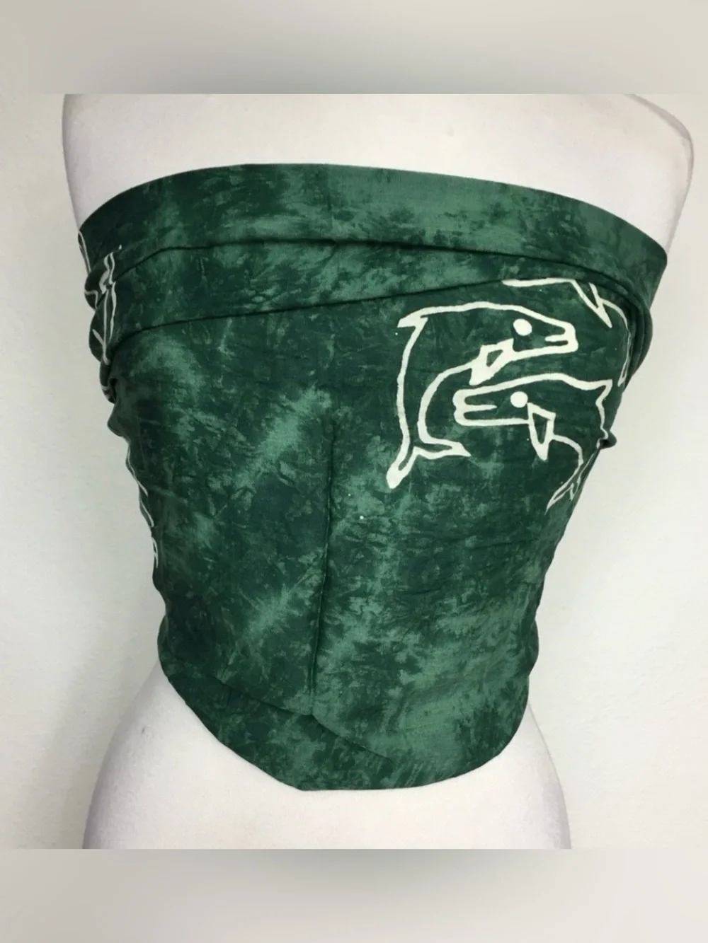 ISLA Girl Hawaii Green Tie Dye Dolphin Tribal Print Fringe Edge Long Scarf Boho